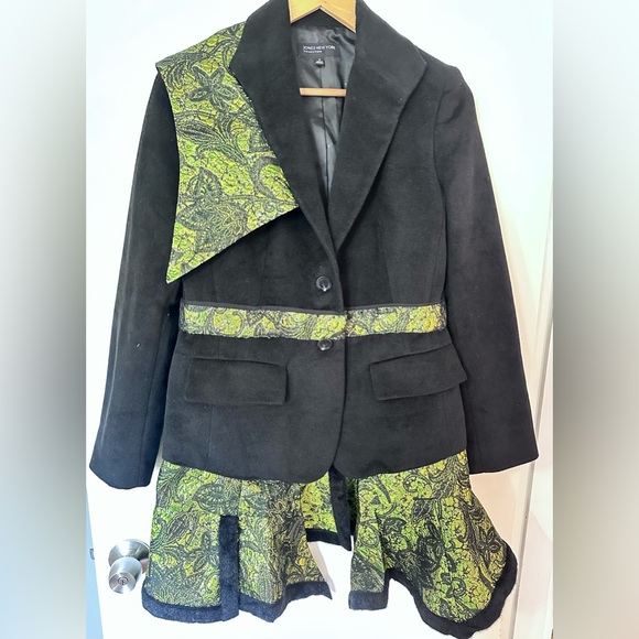 Upcycled Black and Green Women's Jacket size M. - Picture 4 of 6